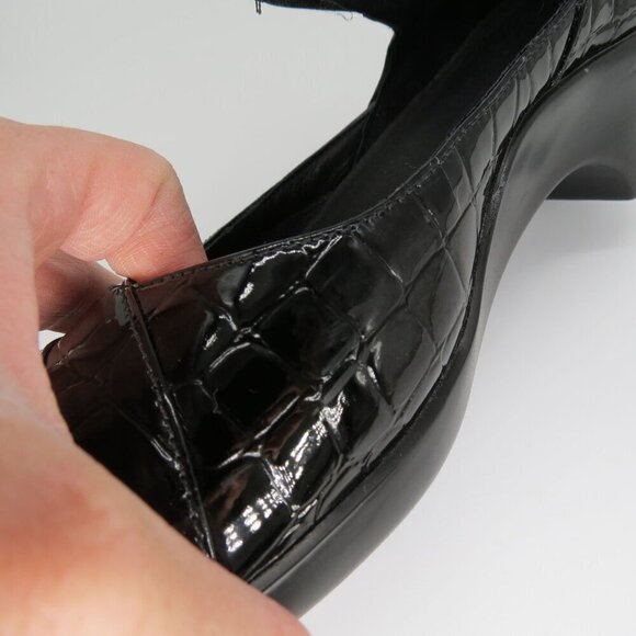 ARAVON Women's Black Patent Croc Embossed Mary Jane 'Maya' Comfort Shoes 6.5 D - Picture 12 of 12